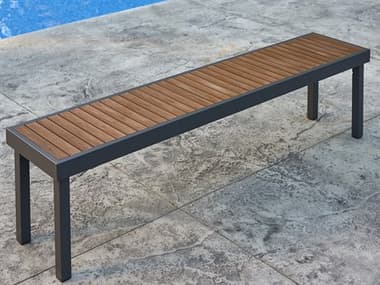Outdoor Greatroom Kenwood Aluminum Graphite Grey Long Bench OGKWLB