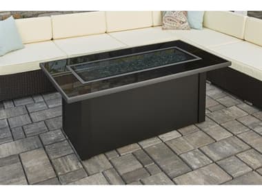 Outdoor Greatroom Monte Carlo Steel Black 59''W x 30''D Rectangular Fire Table with Black Glass top OGMCR1242BLKK
