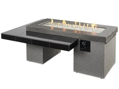 Outdoor Greatroom Commercial Black Uptown Linear Gas Fire Pit Table OGUP1242DSILP