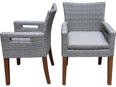 Outdoor Interiors Eucalyptus & Light Grey Wicker Armchair w Handles (Price Includes Two) OI30520