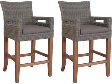 Outdoor Interiors Eucalyptus Counter Height Wicker Armchairs (Price Includes Two) OI45495