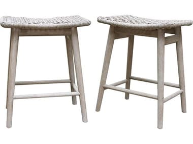 Outdoor Interiors Antique Wash Eucalyptus & Wheat Rope Counter Height Stool (Price Includes Two) OI46790