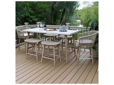 Outdoor Interiors Antique Wash Wood Counter Patio Dining Set OIANTIQUEWASHCOUNTERSET4