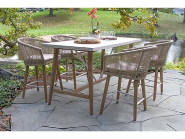 Outdoor Interiors Antique Wash Wood Patio Dining Set OIANTIQUEWASHCOUNTERSET6