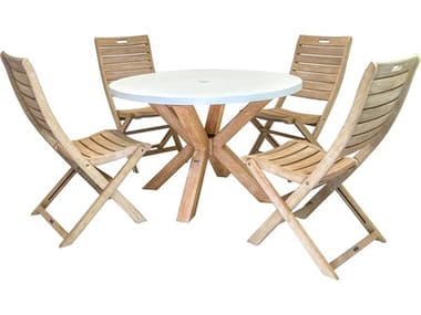 Outdoor Interiors Antique Wash Wood Casual Patio Dining Set OIANTIQUEWASHDININGSET1