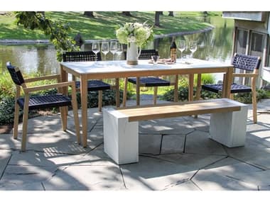 Outdoor Interiors Antique Wash Wood Patio Dining Set OIANTIQUEWASHDININGSET15
