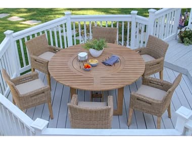 Outdoor Interiors Antique Wash Wood Patio Dining Set OIANTIQUEWASHDININGSET21