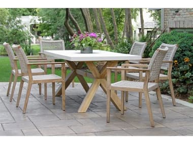 Outdoor Interiors Antique Wash Wood Patio Dining Set OIANTIQUEWASHDININGSET26