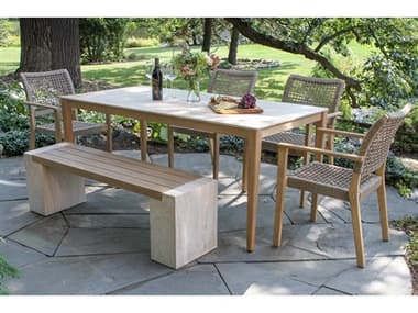 Outdoor Interiors Antique Wash Wood Patio Dining Set OIANTIQUEWASHDININGSET28