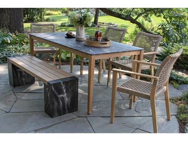 Outdoor Interiors Antique Wash Wood Patio Dining Set OIANTIQUEWASHDININGSET8