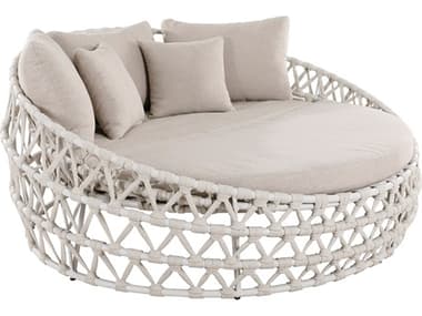 Outdoor Interiors Linen Rope Daybed w 5 Throw Pillows, 68" Dia. OIDB8444G