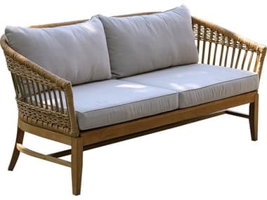 Outdoor Interiors Bohemian Teak & Wicker Loveseat w Sunbrella OITNA2077BH