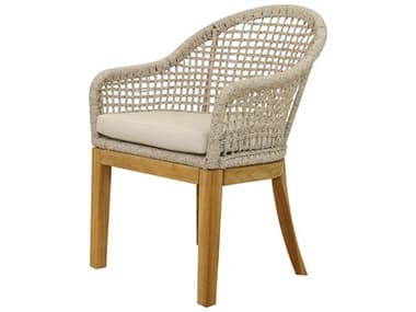 Outdoor Interiors Teak & Nautical Rope Dining Chair w Sunbrella (Price Includes Two) OITNA2211