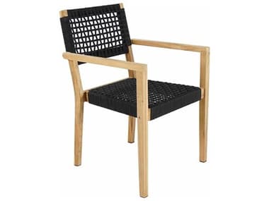 Outdoor Interiors Teak & Black Rope Stacking Dining Chair (Price Includes Two) OITNA2233
