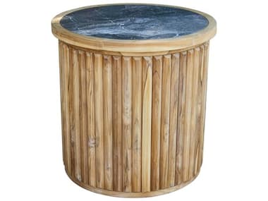 Outdoor Interiors Teak & Orobico Sintered Stone Accent Table, 22" Dia. OITNA7602