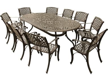 Oakland Living Modern Lattice Aluminum 95 inch Bronze Oval Dining Set with Ten Chairs OL1025101610BZ