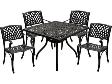 Oakland Living Modern Aluminum 37'' Black Square Dining Set with Four Chairs OL105010164LBK