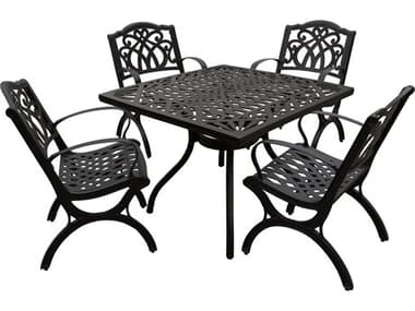 Oakland Living Modern Aluminum 37'' Black Square Dining Set with Four Chairs OL105010514LBK