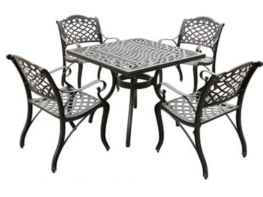Oakland Living Modern Aluminum 37'' Black Square Dining Set with Four Chairs OL105010594LBK
