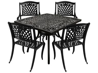 Oakland Living Modern Aluminum 37'' Black Square Dining Set with Four Chairs OL105018554LBK