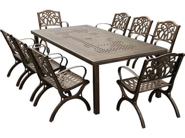 Oakland Living Modern Lattice Aluminum 95'' Bronze Large Rectangular Dining Set with Eight Arm Chairs OL105710518BZ