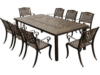 Oakland Living Modern Lattice Aluminum 95'' Bronze Large Rectangular Dining Set with Eight Arm Chairs OL105718558BZ