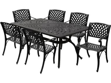 Oakland Living Modern Aluminum 67'' Black Rectangular Dining Set with Six Chairs OL106010166LBK