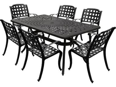 Oakland Living Modern Aluminum 67'' Black Rectangular Dining Set with Six Chairs OL106010486LBK