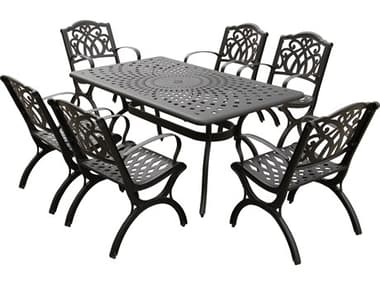 Oakland Living Modern Aluminum 67'' Black Rectangular Dining Set with Six Chairs OL106010516LBK