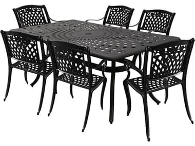 Oakland Living Modern Aluminum 67'' Black Rectangular Dining Set with Six Chairs OL106018556LBK