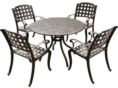 Oakland Living Modern Aluminum 42'' Brown Round Dining Set with Four Chairs OL108810484RE