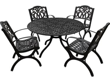 Oakland Living Modern Aluminum 42'' Black Round Dining Set with Four Chairs OL108810514LBK