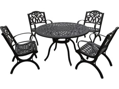 Oakland Living Modern Aluminum 48'' Black Round Dining Set with Four Chairs OL138910514LBK