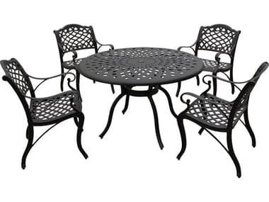 Oakland Living Modern Aluminum 48'' Black Round Dining Set with Four Chairs OL138910594LBK