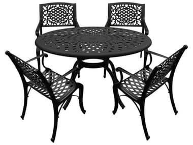 Oakland Living Modern Aluminum 48'' Black Round Dining Set with Four Chairs OL138927774LBK