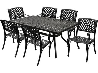 Oakland Living Modern Aluminum 68'' Black Rectangular Dining Set with Six Chairs OL182710166LBK