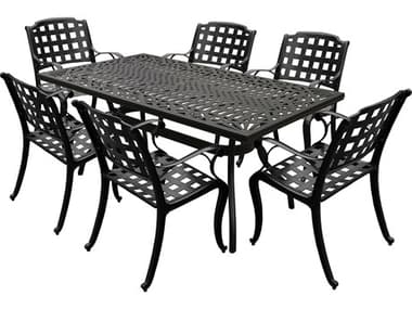Oakland Living Modern Aluminum 68'' Black Rectangular Dining Set with Six Chairs OL182710486LBK