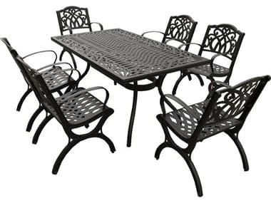 Oakland Living Modern Aluminum 68'' Black Rectangular Dining Set with Six Chairs OL182710516LBK