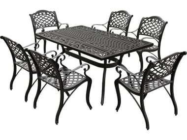 Oakland Living Modern Aluminum 68'' Black Rectangular Dining Set with Six Chairs OL182710596LBK