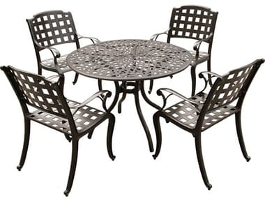 Oakland Living Modern Aluminum 48'' Brown Round Dining Set with Four Chairs OL192310484RE