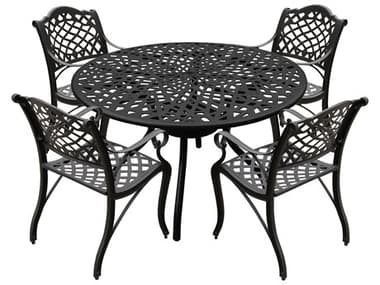 Oakland Living Modern Aluminum 48'' Black Round Dining Set with Four Chairs OL192310594LBK