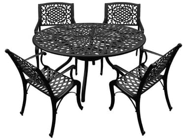 Oakland Living Modern Aluminum 48'' Black Round Dining Set with Four Chairs OL192327774LBK