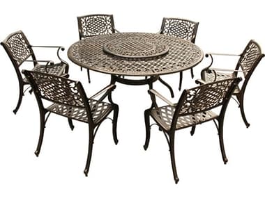 Oakland Living Lattice Aluminum 59 inch Bronze Round Dining Set with Lazy Susan and Six Chairs OL255527776BZ