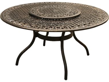 Oakland Living Mesh Ornate Bronze Cast Aluminum 59'' Wide Round Dining Table with Lazy Susan OL2555ROUND59ORNATETABLELAZYBZ