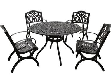 Oakland Living Modern Aluminum 48'' Black Round Dining Set with Four Chairs OL266610514LBK