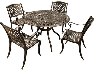 Oakland Living Rose Lattice Aluminum 48 inch Bronze Round Dining Set with Four Chairs OL266618554BZ