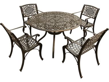 Oakland Living Lattice Aluminum 48 inch Bronze Round Dining Set with Four Chairs OL266627774BZ