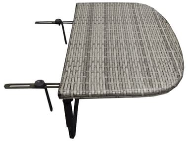 Oakland Living Grey Indoor and Foldable Wicker Balcony Table with Frame and Adjustable Clamps OL52BALCONYTABLEGY