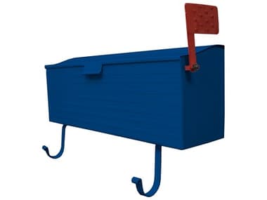 Oakland Living Blue Patriotic Wall Mounted Mailbox with Outgoing Mail Flag and Newspaper Hangers OL620BLUE
