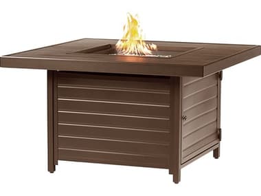 Oakland Living Square 42 in. x 42 in. Aluminum Propane Fire Pit Table with Glass Beads OLATHENSFPTBN